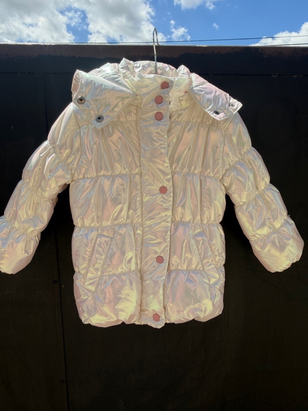 Urban Republic Iridescent white and Pink Puffer Jacket with Hood